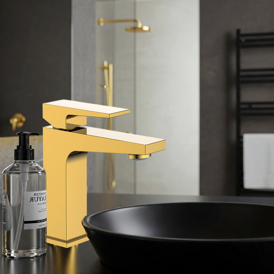 HESANIT Infinity Single Lever Bathroom Sink Faucet with Pop Up Waste - Gold