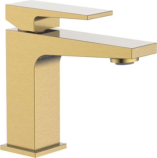 HESANIT Infinity Single Lever Bathroom Sink Faucet with Pop Up Waste - Gold Brushed