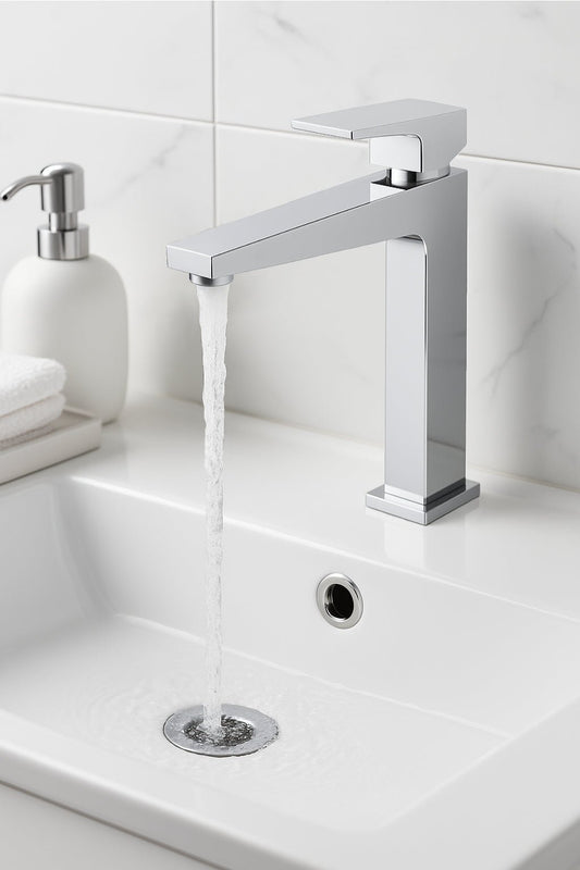 HESANIT Infinity Single-Lever High Basin Mixer with Pop-Up Waste, Chrome