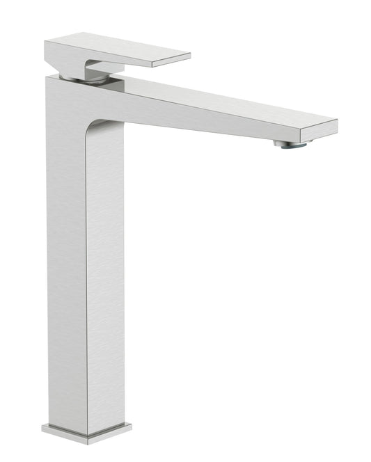 HESANIT Infinity Single-Lever High Basin Mixer with Pop-Up Waste, Steel Brushed