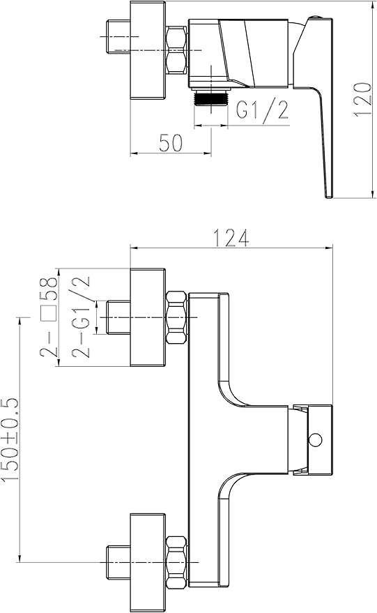 HESANIT Infinity Single Lever Shower Mixer Wall-Mounted Faucet, Chrome