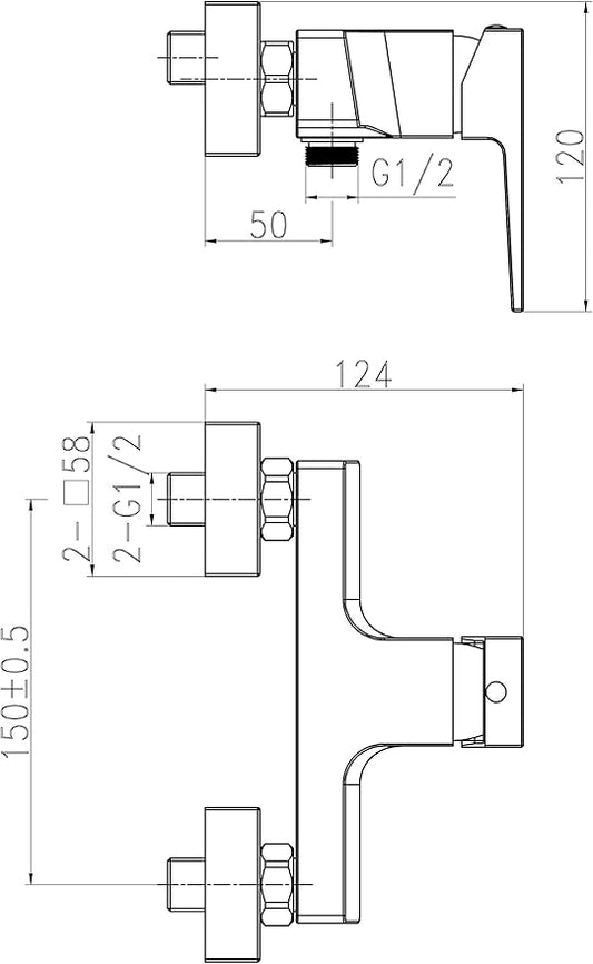 HESANIT Infinity Single Lever Shower Mixer Wall-Mounted Faucet, Chrome