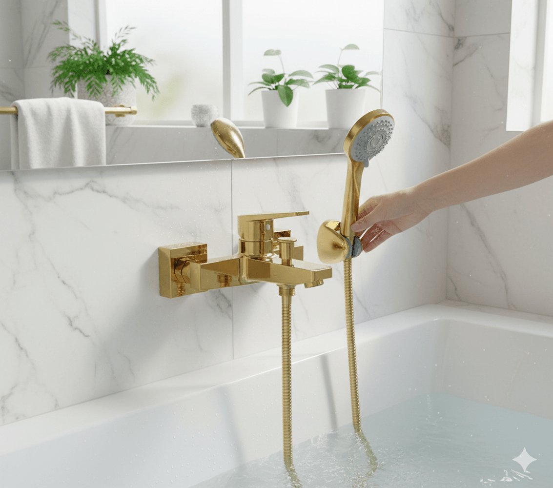 HESANIT Infinity Wall-Mounted Bath Mixer without Hand Shower, Gold