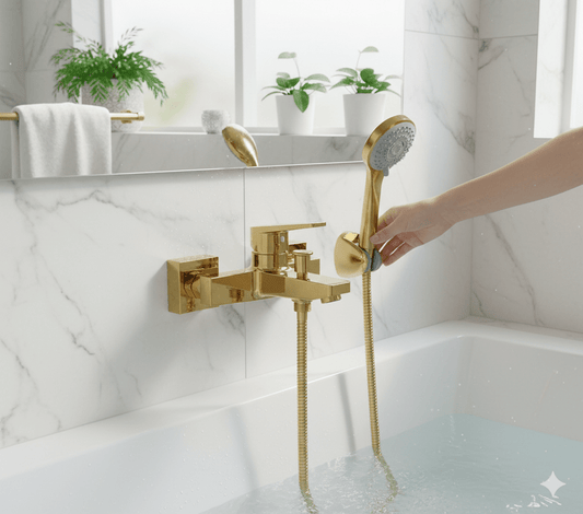 HESANIT Infinity Wall-Mounted Bath Mixer without Hand Shower, Gold