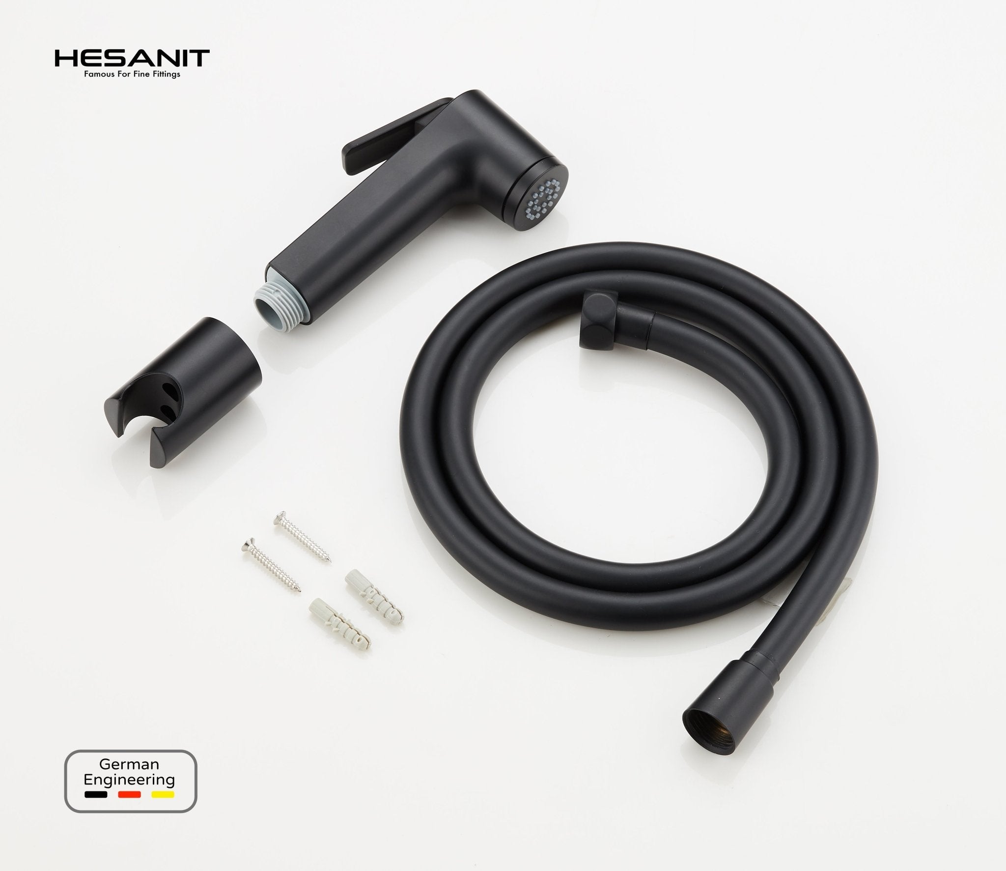 HESANIT Logic Bathroom Shattaf Set, Matt Black