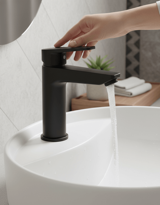 HESANIT Logic Single Lever Basin Mixer with Pop-Up Waste - Matt Black