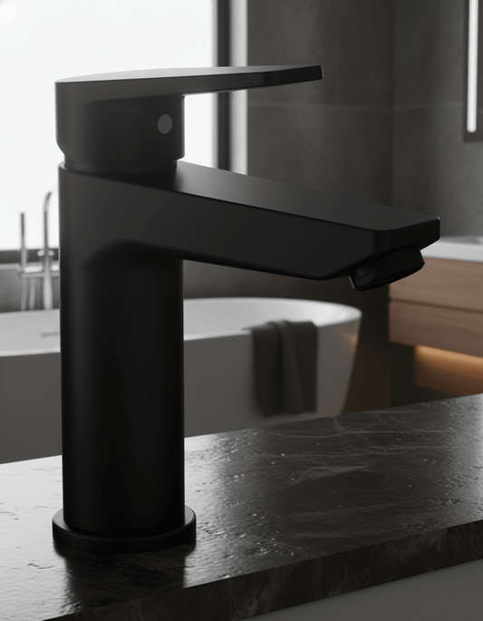 HESANIT Logic Single Lever Basin Mixer with Pop-Up Waste - Matt Black