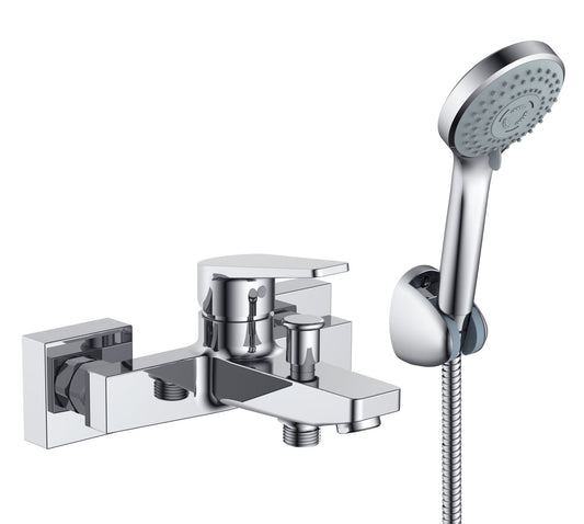 HESANIT Logic Single Lever Bath Mixer with Hand Shower Set and Wall Bracket - Chrome