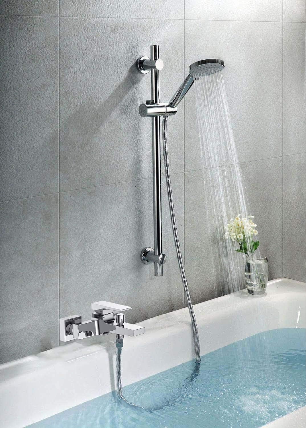 HESANIT Logic Single Lever Bath Mixer with Hand Shower Set and Wall Bracket - Chrome