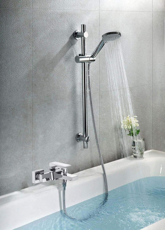 HESANIT Logic Single Lever Bath Mixer with Hand Shower Set and Wall Bracket - Chrome