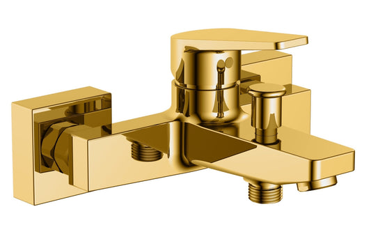 HESANIT Logic Single Lever Bath Mixer with Hand Shower Set and Wall Bracket - Gold