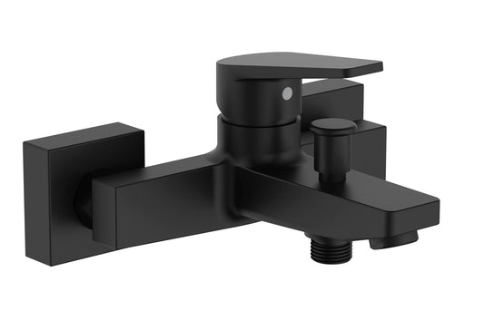 HESANIT Logic Single Lever Bath Mixer with Hand Shower Set and Wall Bracket - Matte Black