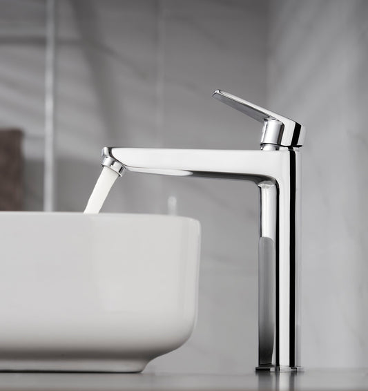 HESANIT Logic Single Lever High Bathroom Faucet With Pop Up Waste, Chrome