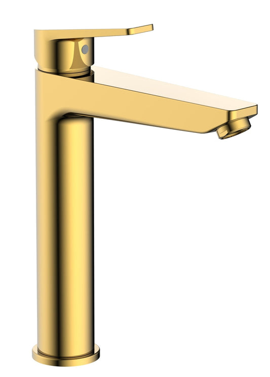 HESANIT Logic Single Lever High Bathroom Faucet With Pop Up Waste, Gold