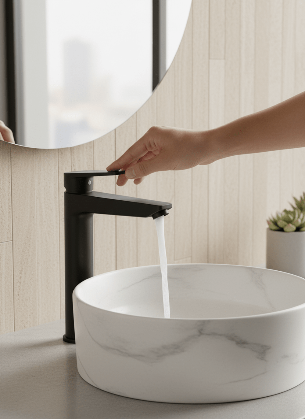 HESANIT Logic Single Lever High Bathroom Faucet With Pop Up Waste, Matt Black