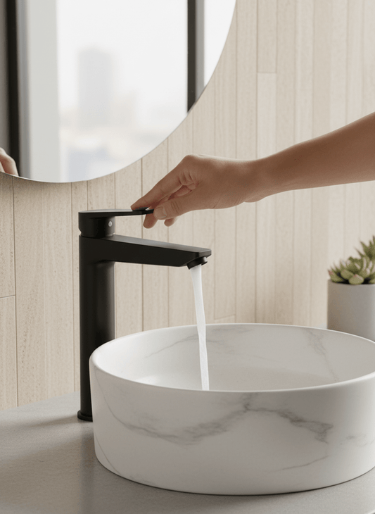 HESANIT Logic Single Lever High Bathroom Faucet With Pop Up Waste, Matt Black