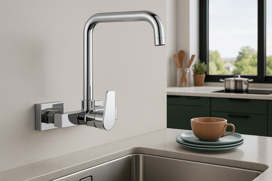 HESANIT Logic Single Lever Kitchen Wall Sink Faucet Chrome