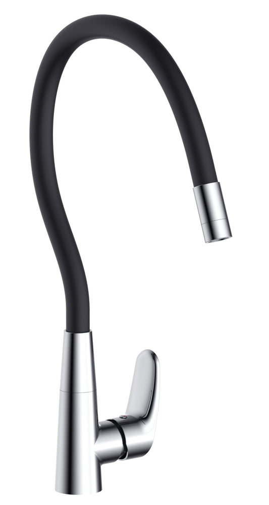 HESANIT Luna Kitchen Faucet with Flexi Spout, Chrome Black Spout
