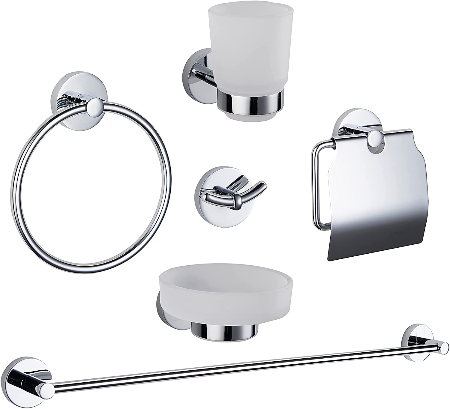 HESANIT Premium Bathroom Accessory Set, 6-Piece, Chrome Finish