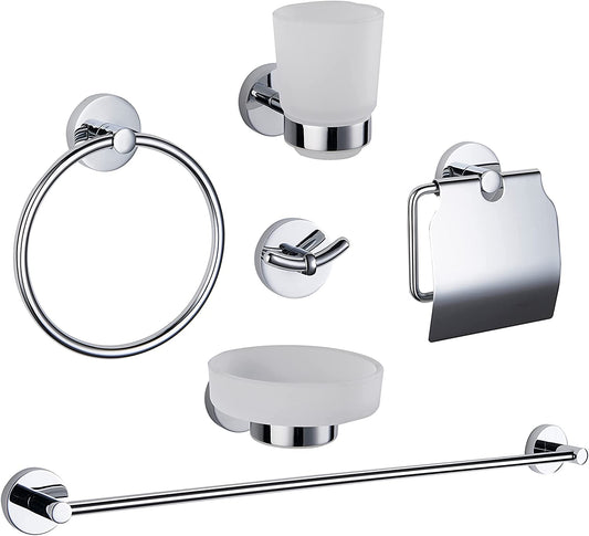 HESANIT Premium Bathroom Accessory Set, 6-Piece, Chrome Finish