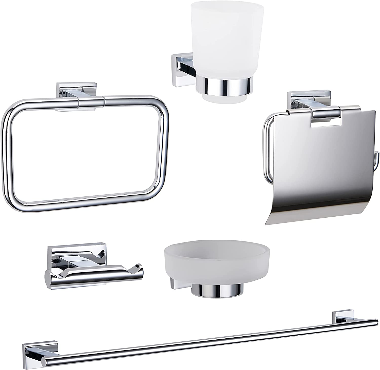 HESANIT Premium Bathroom Accessory Set, 6-Piece, Chrome Finish