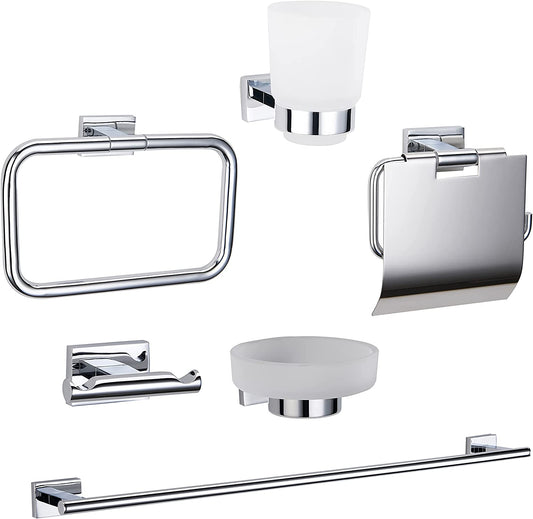 HESANIT Premium Bathroom Accessory Set, 6-Piece, Chrome Finish
