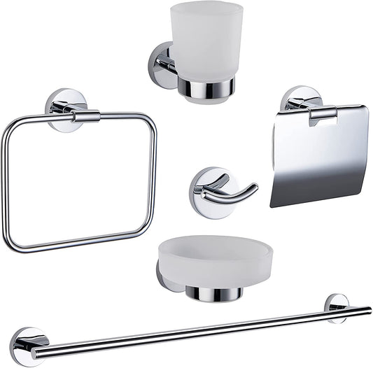 HESANIT Premium Bathroom Accessory Set, 6-Piece, Chrome Finish