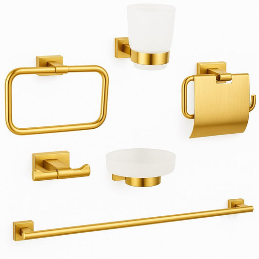 HESANIT Premium Bathroom Accessory Set, 6-Piece, Gold Finish