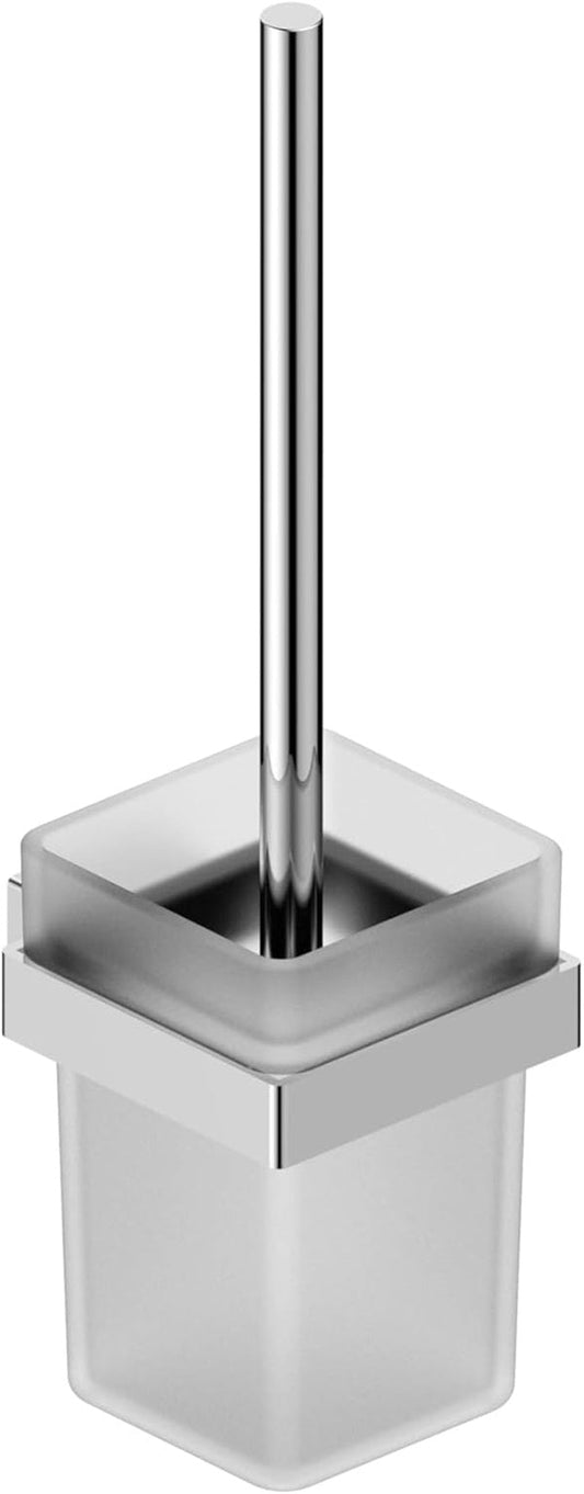 HESANIT® Premium Bathroom Toilet Brush & Holder, Stainless Steel with Frosted Glass Cup, Chrome Finish