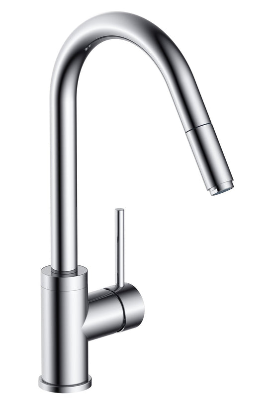 HESANIT Pull-Out Kitchen Mixer, Durable Brass Body, Chrome Finish, Dual Spray Modes