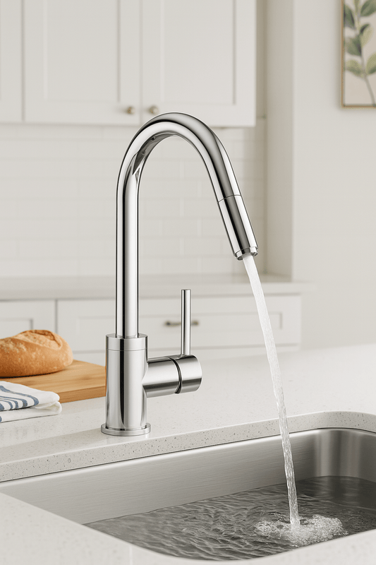 HESANIT Pull-Out Kitchen Mixer, Durable Brass Body, Chrome Finish, Dual Spray Modes