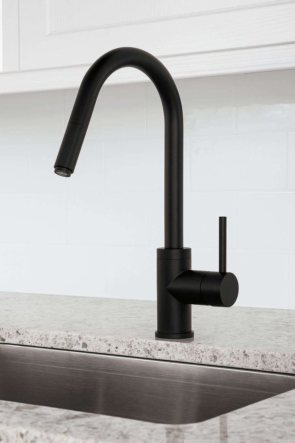 HESANIT Pull-Out Kitchen Mixer Durable Brass Body, Matte Black Finish, Dual Spray Modes