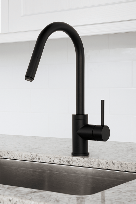 HESANIT Pull-Out Kitchen Mixer Durable Brass Body, Matte Black Finish, Dual Spray Modes