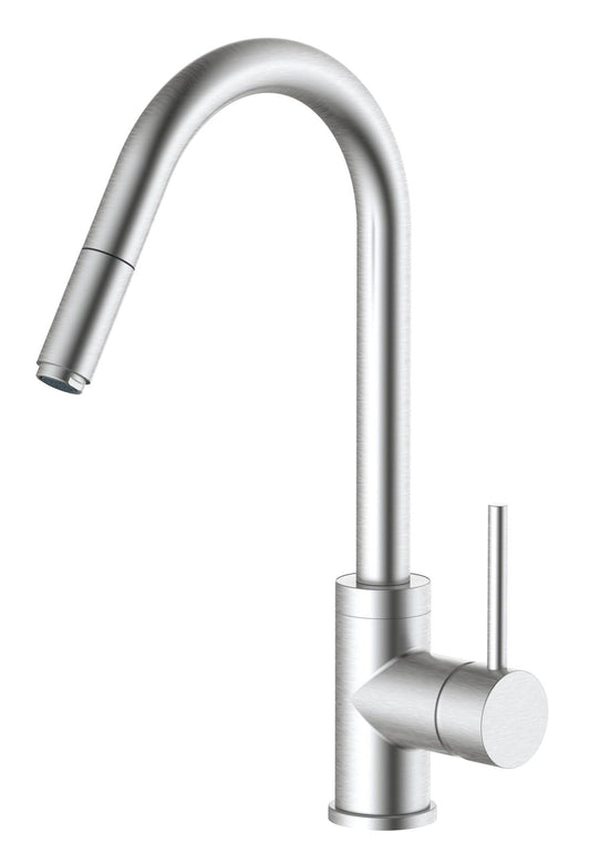 HESANIT Pull-Out Kitchen Mixer Durable Brass Body, Stainless Steel Brushed Finish, Dual Spray Modes