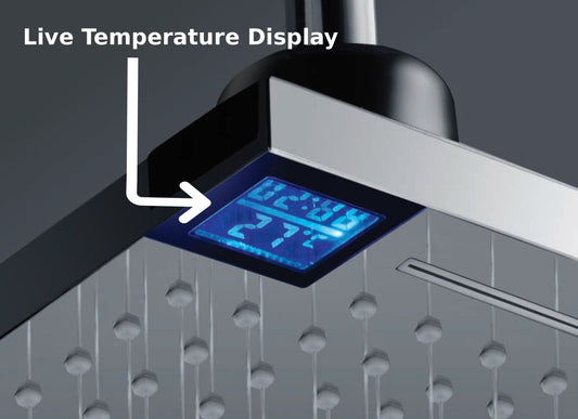 HESANIT Smart Shower Head. Hydro-Electric LED Temperature Display, 3 Spray Functions, Anti-Lime Silicone Nozzles, Premium Chrome