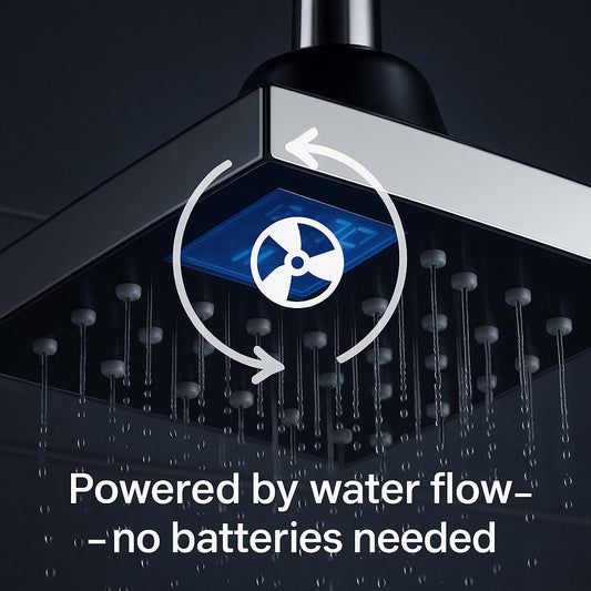 HESANIT Smart Shower Head. Hydro-Electric LED Temperature Display, 3 Spray Functions, Anti-Lime Silicone Nozzles, Premium Chrome
