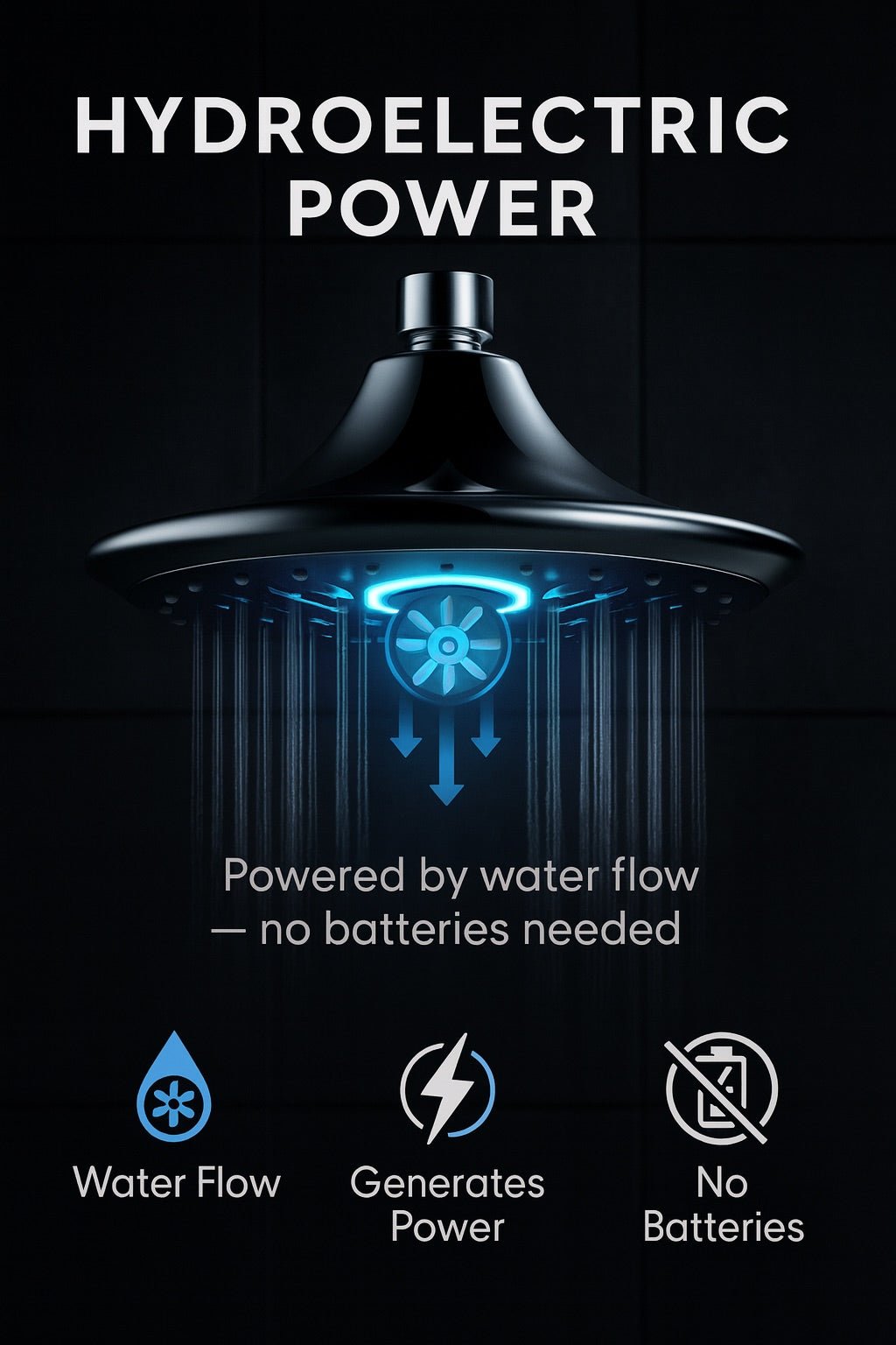 HESANIT Smart Shower Head. Hydro-Electric LED Temperature Display, 3 Spray Functions, Anti-Lime Silicone Nozzles, Premium Chrome Finish