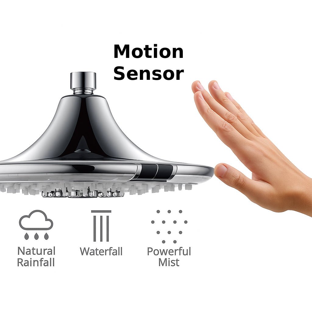 HESANIT Smart Shower Head. Hydro-Electric LED Temperature Display, 3 Spray Functions, Anti-Lime Silicone Nozzles, Premium Chrome Finish