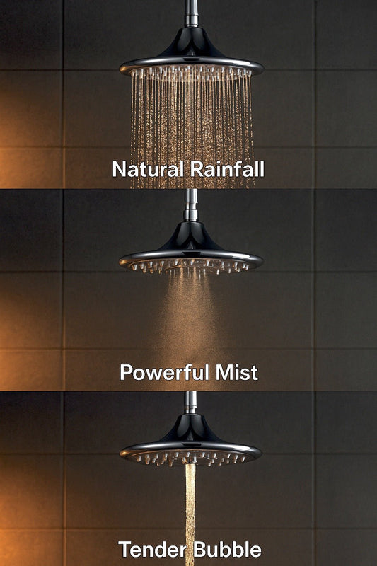 HESANIT Smart Shower Head. Hydro-Electric LED Temperature Display, 3 Spray Functions, Anti-Lime Silicone Nozzles, Premium Chrome Finish