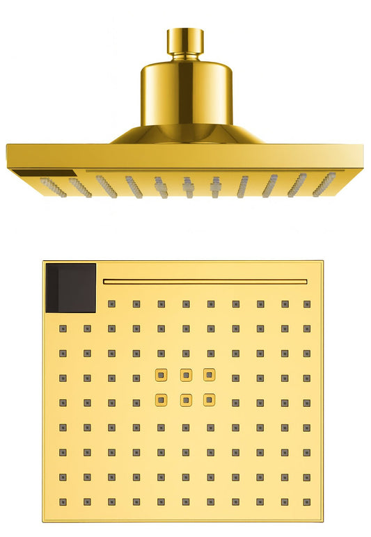 HESANIT Smart Shower Head. Hydro-Electric LED Temperature Display, 3 Spray Functions, Anti-Lime Silicone Nozzles, Premium Gold