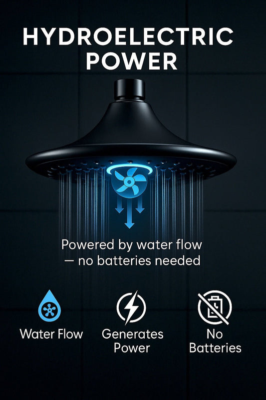 HESANIT Smart Shower Head. Hydro-Electric LED Temperature Display, 3 Spray Functions, Anti-Lime Silicone Nozzles, Premium Matt Black