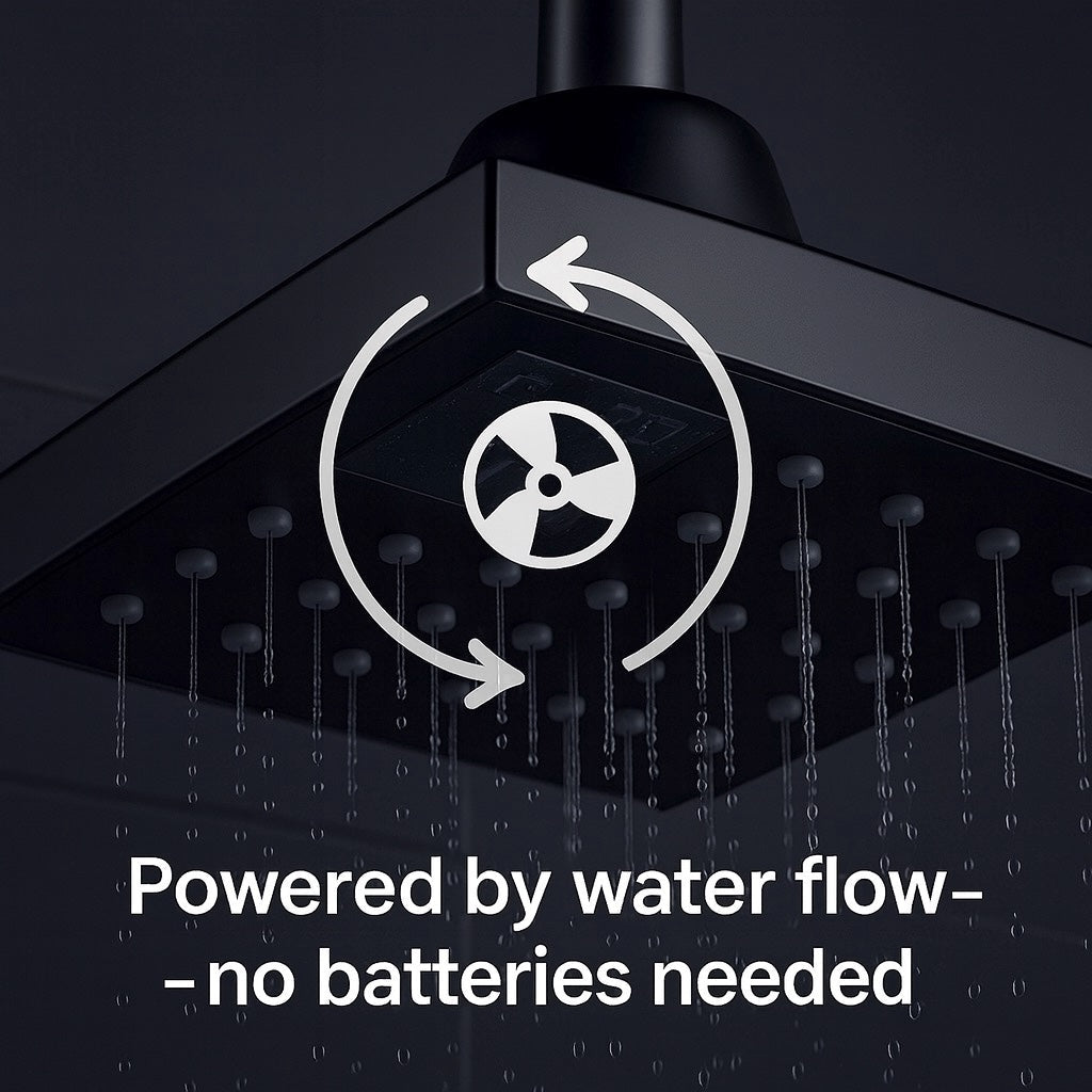 HESANIT Smart Shower Head. Hydro-Electric LED Temperature Display, 3 Spray Functions, Anti-Lime Silicone Nozzles, Premium Matt Black