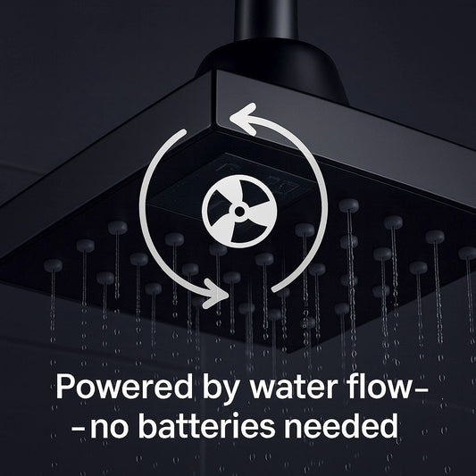 HESANIT Smart Shower Head. Hydro-Electric LED Temperature Display, 3 Spray Functions, Anti-Lime Silicone Nozzles, Premium Matt Black