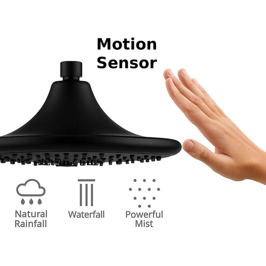 HESANIT Smart Shower Head. Hydro-Electric LED Temperature Display, 3 Spray Functions, Anti-Lime Silicone Nozzles, Premium Matt Black