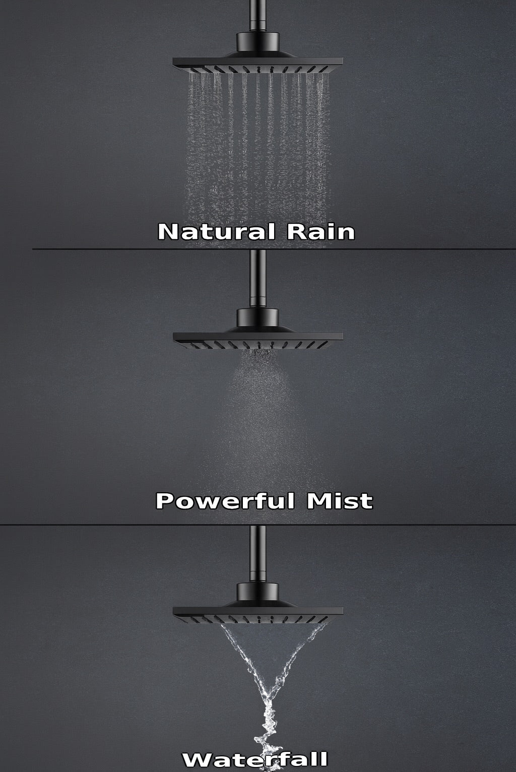 HESANIT Smart Shower Head. Hydro-Electric LED Temperature Display, 3 Spray Functions, Anti-Lime Silicone Nozzles, Premium Matt Black