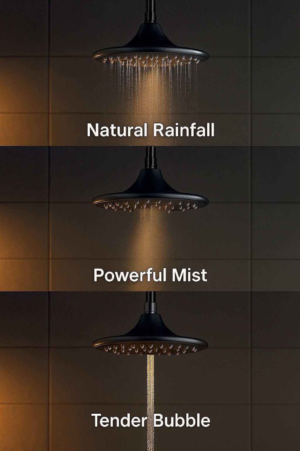 HESANIT Smart Shower Head. Hydro-Electric LED Temperature Display, 3 Spray Functions, Anti-Lime Silicone Nozzles, Premium Matt Black