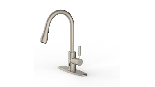 HESANIT Touchless Kitchen Faucet with Pull-Down Spray, Infra-Red Sensor, Dual Mode Manual & Sensor Operation, Premium Steel Brushed