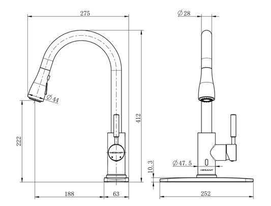HESANIT Touchless Kitchen Faucet with Pull-Down Spray, Infra-Red Sensor, Dual Mode Manual & Sensor Operation, Premium Chrome Finish
