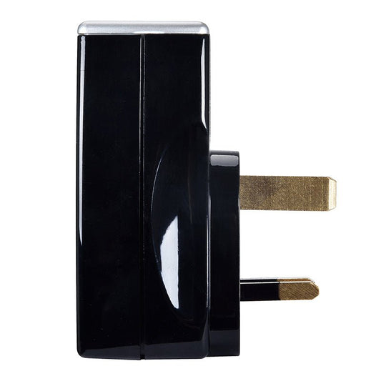 Masterplug 1 Way, 2 USB Ports, Wall Adaptor with Surge Protection Black