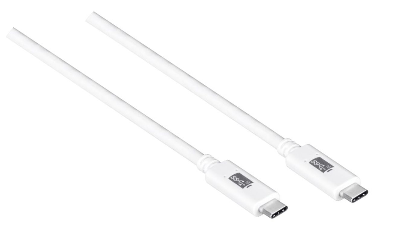 Masterplug USB-C to USB-C Fast Charging Cable 1M, 100W Power Delivery, USB 3.1 Gen 2, 10Gbps Data Transfer, White